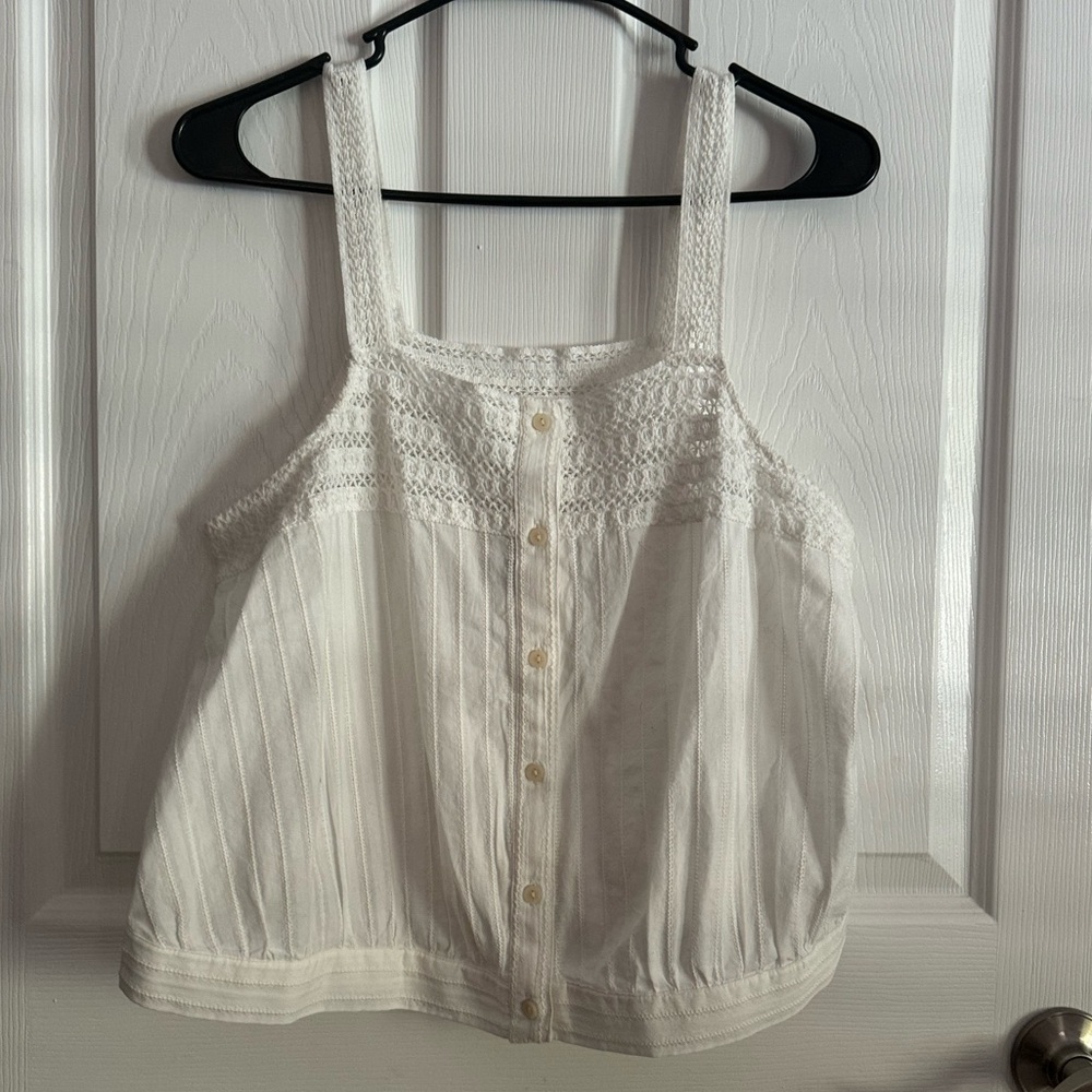 Cream Button Blouse Tank